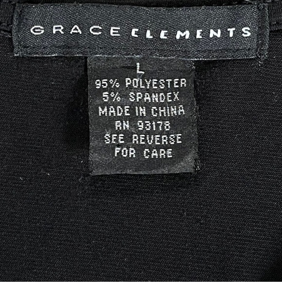 4/$32 Grace Elements size large silky black 3/4 sleeve stretchy vneck shirt EUC - Picture 7 of 7